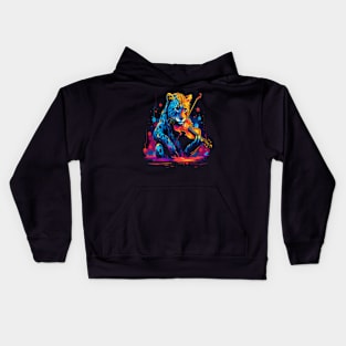 Cheetah Playing Violin Kids Hoodie